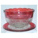 Thumb Print Punch Bowl With Under Plate