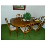 French Provincial Dining Room Table & 6 Floral Side ChairChairs