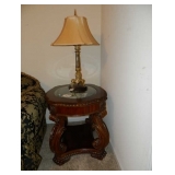 Beautiful End Table With Claw Feet & Glass Top