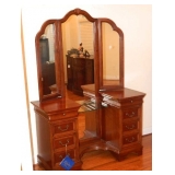 Beautiful Cherry Vanity With Bat Wing Mirrors