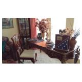 ANTIQUE FRENCH PROVINCIAL STYLE  HAND CARVED WOOD EXECUTIVE WRITING DESK