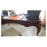 ANTIQUE FRENCH PROVINCIAL STYLE  HAND CARVED WOOD EXECUTIVE WRITING DESK