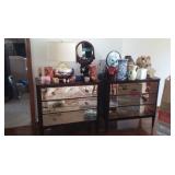2 Ethan Allen mirrored and dark wood dressers like new