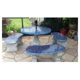 mosaic concrete table set in great condition
