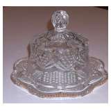 Pattern glass butter dish
