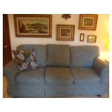 Newer sofa with blue upholstery