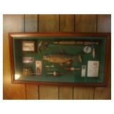 Shadowbox with antique fishing
