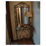 Wrought iron hall tree with mirror