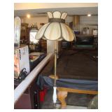 Antique floor lamp w curved slag glass shade