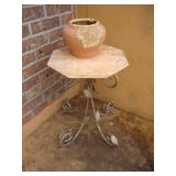 Table w wrought iron base