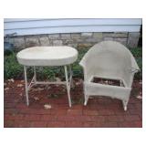 Antique Lloyd Loom Rocker and Table