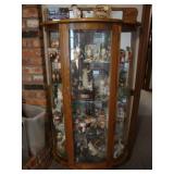 Oak china cabinet w curved glass