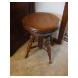 Antique oak piano stool with ball & claw feet