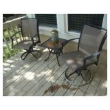 Patio chairs with swivel bases