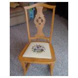 Maple rocker w/ needlepoint seat
