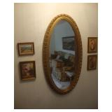 Oval mirror w gilded frame
