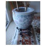 Oriental fish bowl on stand