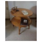 Two tiered maple table