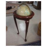 World globe on mahogany stand