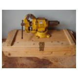 Large vise, wooden crate