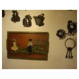 CAst iron wall art, wood tray