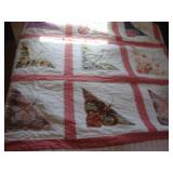 Hand-stitched quilt with butterflies made from hankies