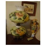 Antique lamp w chalk majorette figure