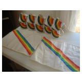 Rainbow mugs, placemats
