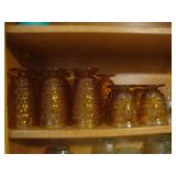 Amber cubist footed glasses