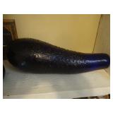 Large hand blown blue glass vase