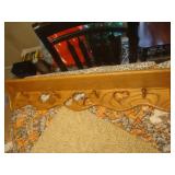 Oak wall shelf w pegs