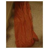 Lined, brick-red drapes