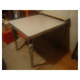 Art Deco chrome leg table w cracked ice top