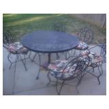 Heavy duty wrought iron table w 5 chairs