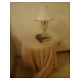 Small lamp on round table