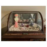 Antique display case w curved glass