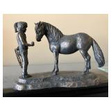 Bronze girl w horse