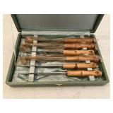 set of 6 steak knives w bamboo handles
