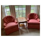 Armchairs w bamboo damask upholstery