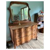 Antique tiger oak dresser w claw feet