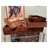 Old wooden boxes w advertising 