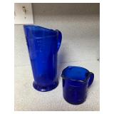 Cobalt glass quart measure, cobalt meas. cup