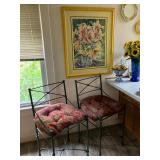 Pr counter height wrought iron chairs