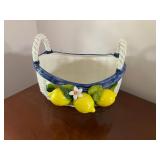 Large ceramic basket w lemons, Italy