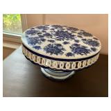 Blue & white cake pedestal plate