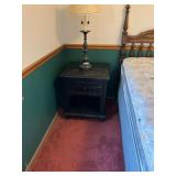 One of pair of pine nightstands w black finish