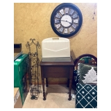 Console sewing machine, portable Aldens sewing machine, large clock