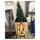 Lighted Christmas Tree, large jack-o-lantern