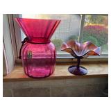 Pilgreim Glass cranberry glass vase