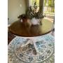Pedestal table w 48" diameter top, large jade plant